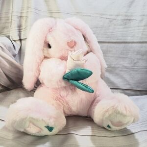 1992 Summit Heartwarmers Pink Rabbit Plush Stuffed Animal Satin Rose Tulip Feet